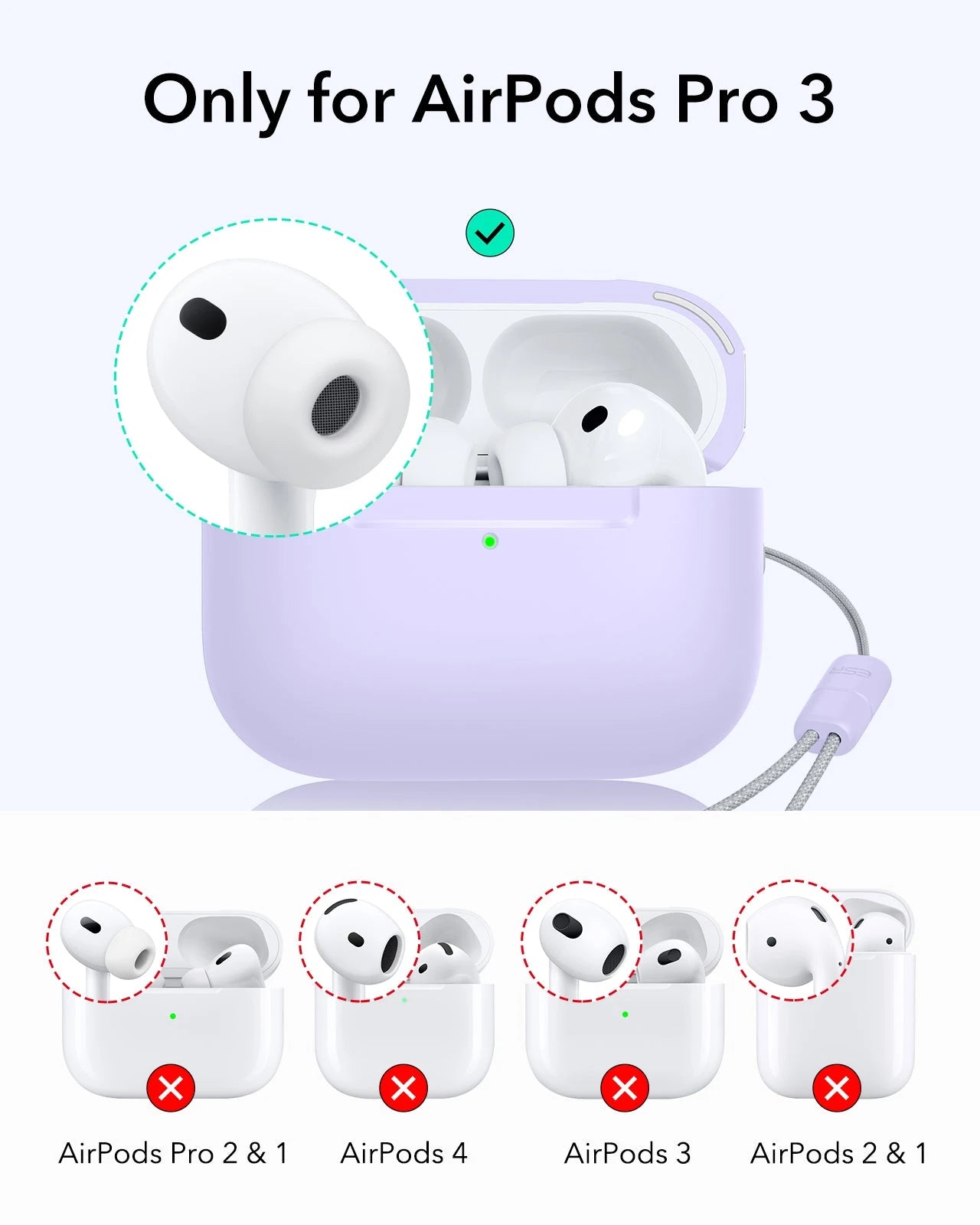 AirPods Pro 3 Pulse Lite Magnetic Case - Light Purple ESR ESR
