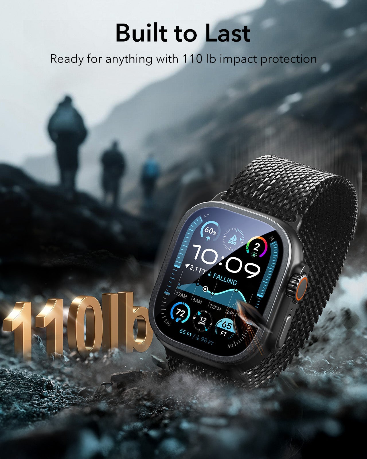 Black Apple Watch Ultra 3(49mm) Tempered Glass Screen Protector ESR