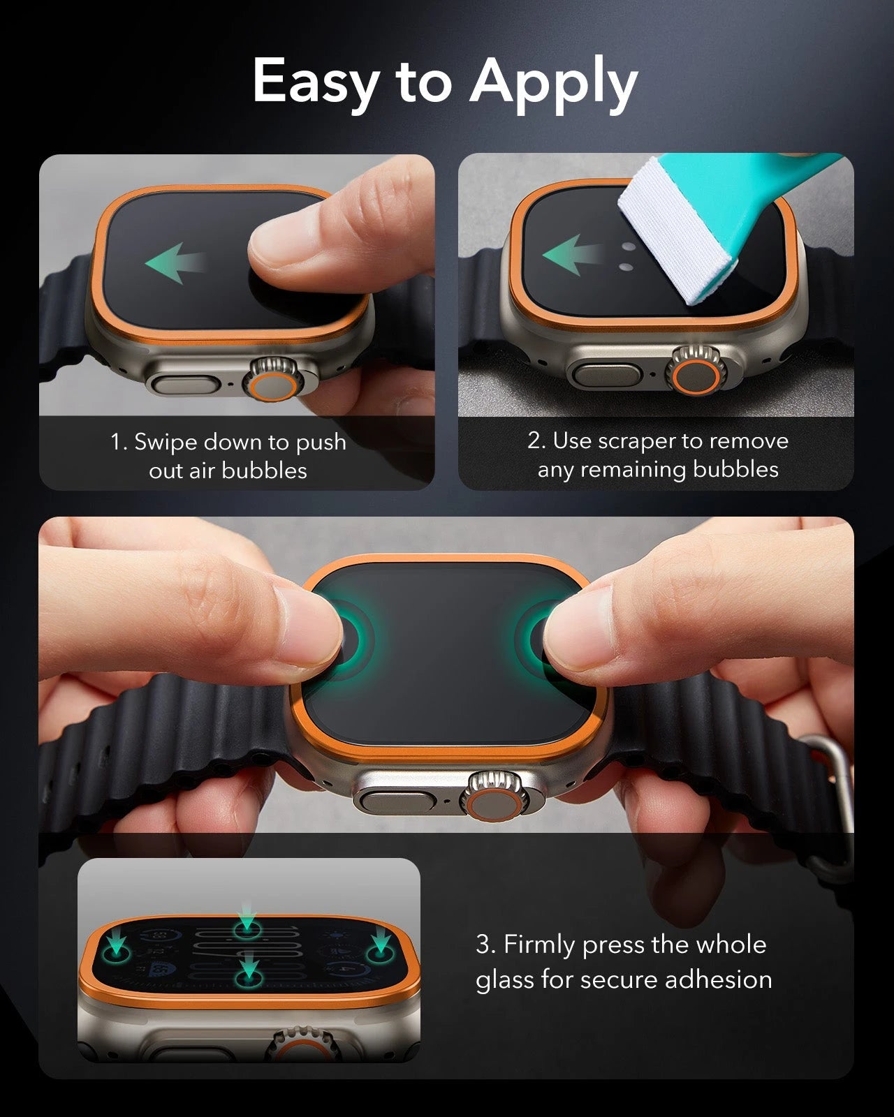 ESR Apple Watch Ultra 3 2025 Screen Protector Orange Easy to Apply