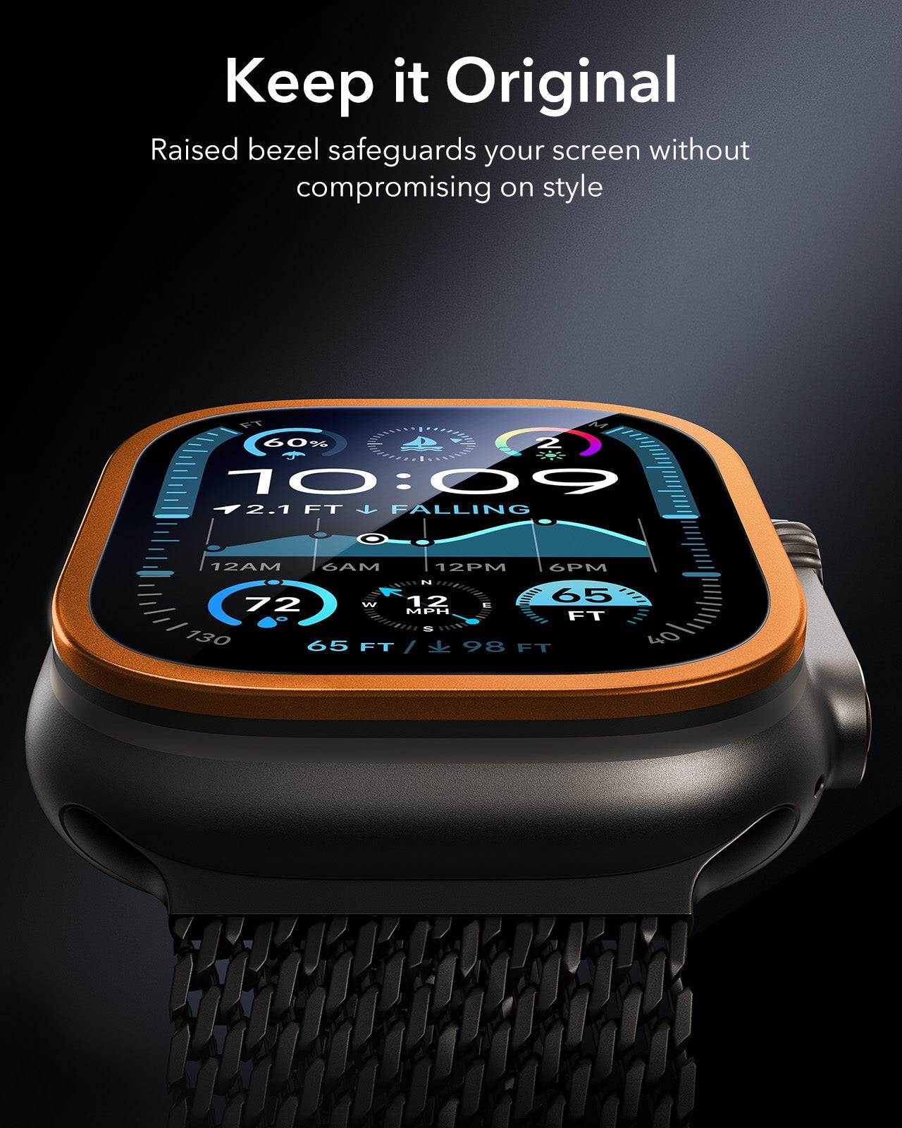 ESR Apple Watch Ultra 3 2025 Screen Protector Titanium / Orange Keep it Original