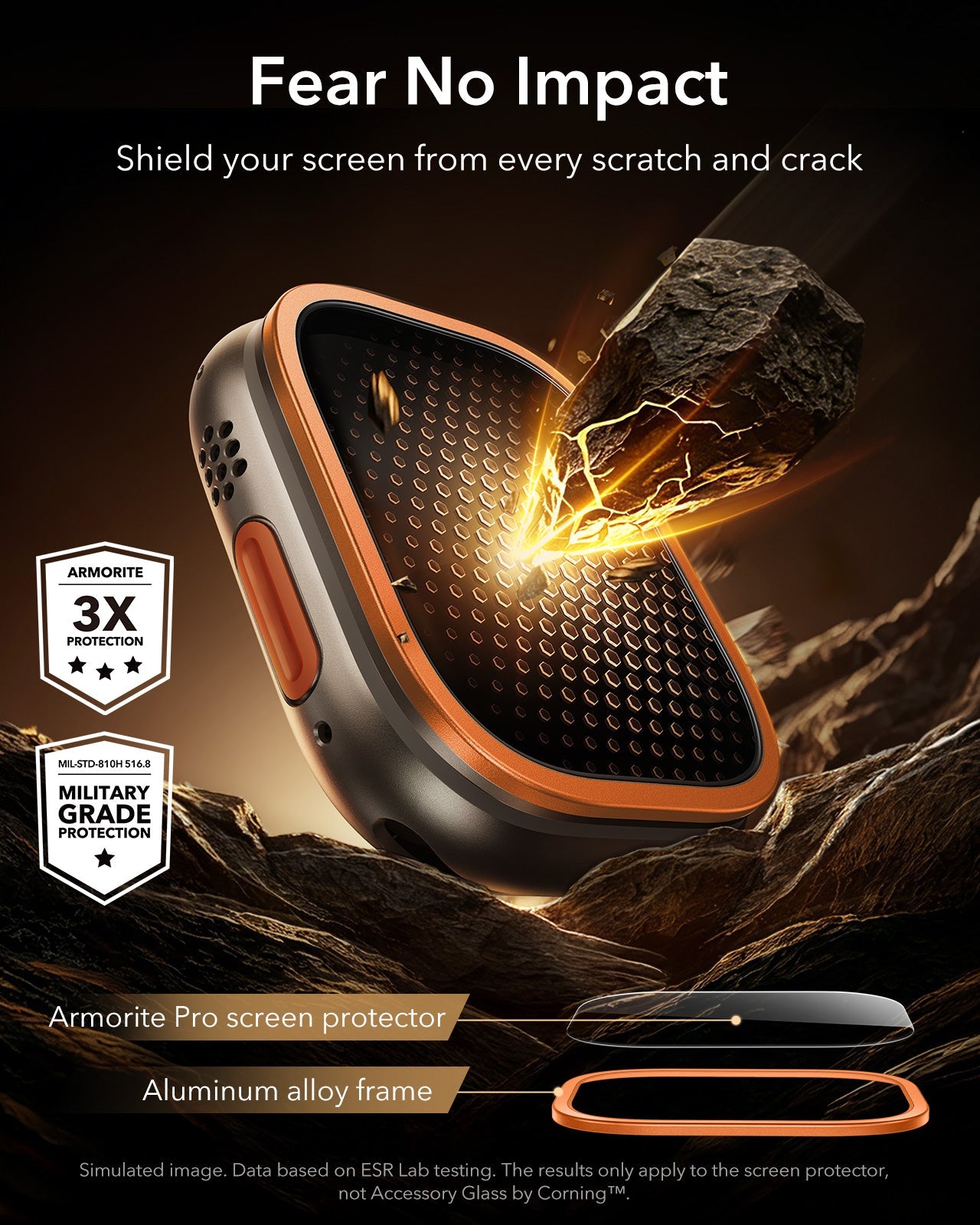 Apple Watch Ultra 3 Armorite® Pro Screen Protector (Bezel) - Orange ESR ESR