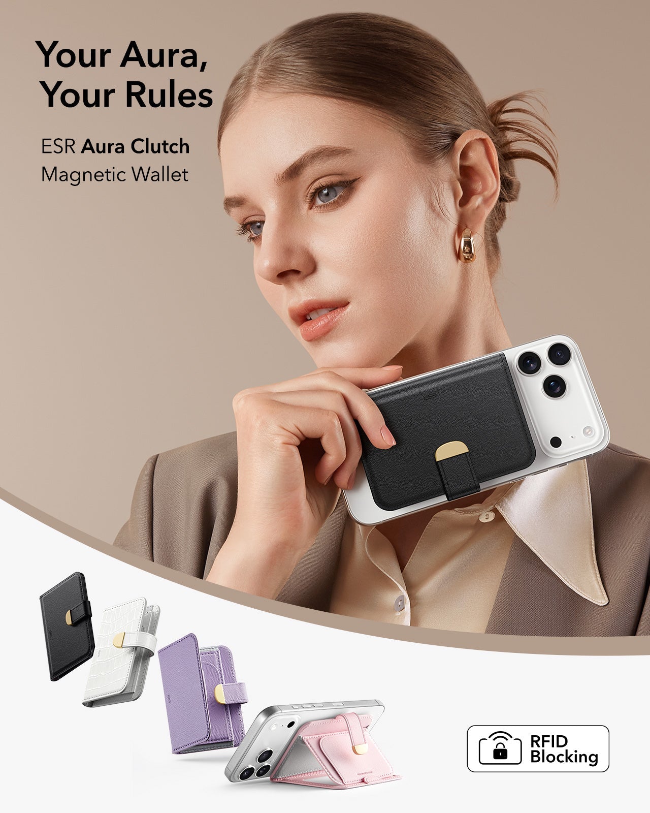Aura Clutch Magnetic Wallet - Black ESR ESR