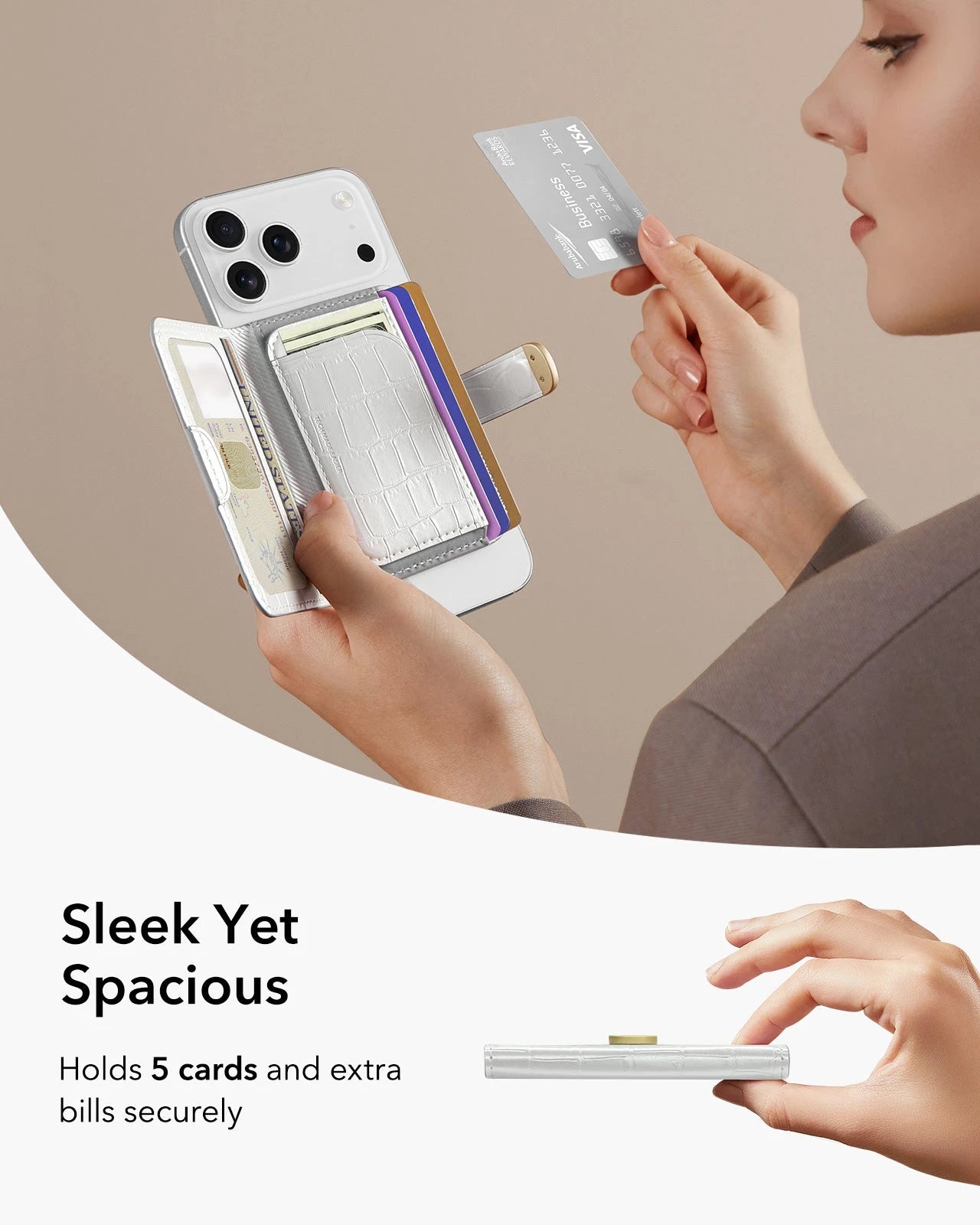 Aura Clutch Magnetic Wallet - Pearl White Croc ESR ESR