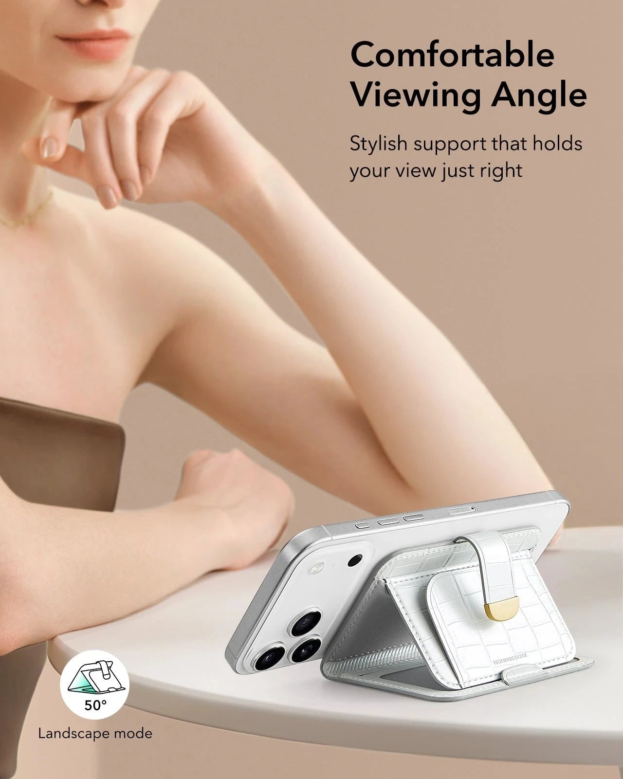 Aura Clutch Magnetic Wallet - Pearl White Croc ESR ESR