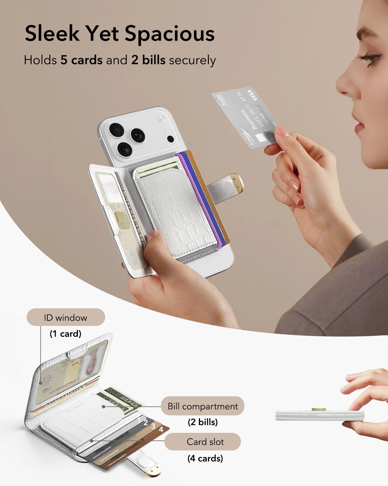 Aura Clutch Magnetic Wallet - Pearl White Croc ESR ESR