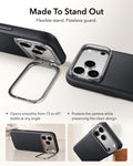 Black Leather iPhone 17 Pro Magsafe Case with Stand Made To Stand Out