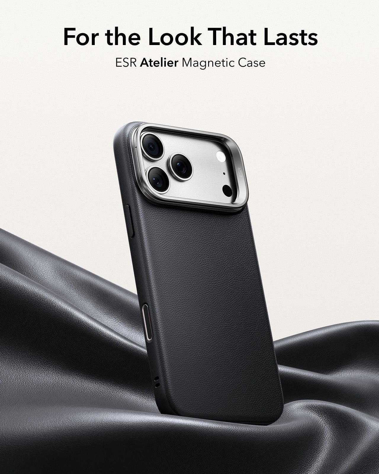 ESR Black Leather iPhone 17 Pro Max Magsafe Case with Stand For the Look That Lasts