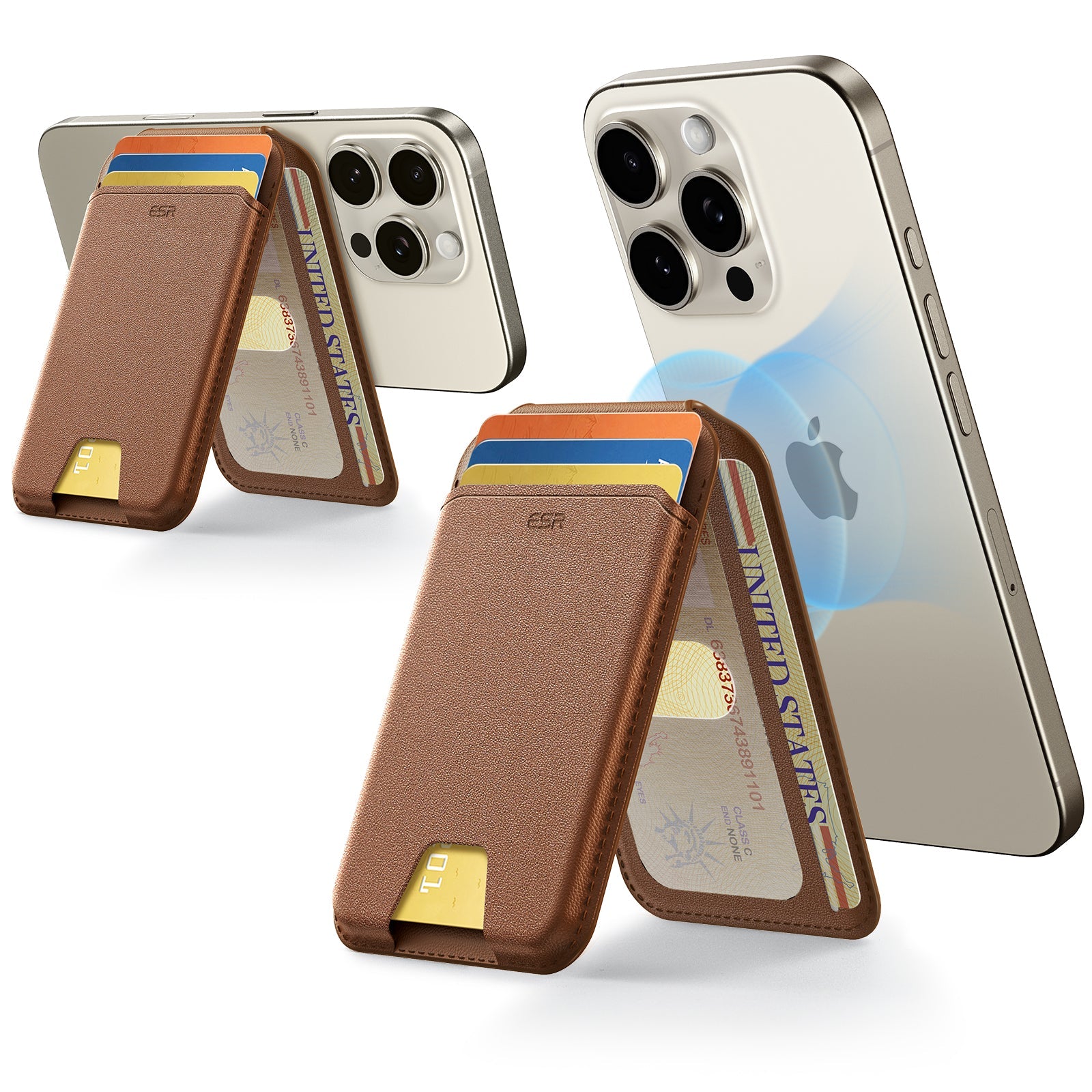 Classic Magnetic Wallet Stand for 5 cards - Caramel Brown ESR ESR