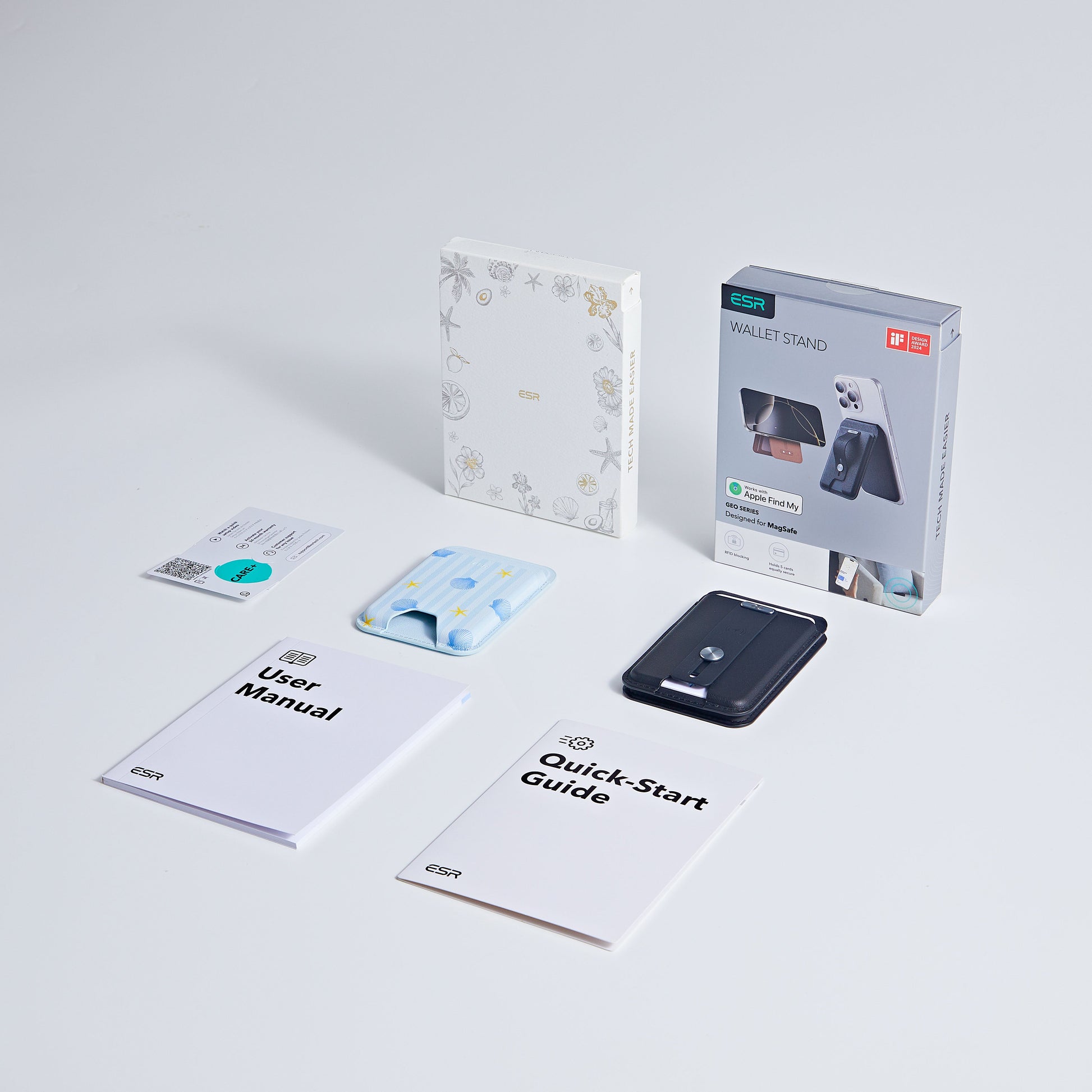 Classic Magnetic Wallet and Geo Wallet Stand Bundle - Coastal Summer&Midnight Black
