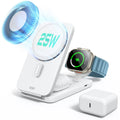 CryoBoost Foldable 3-in-1 Magnetic Charging Station  (25W) – US Plug-White