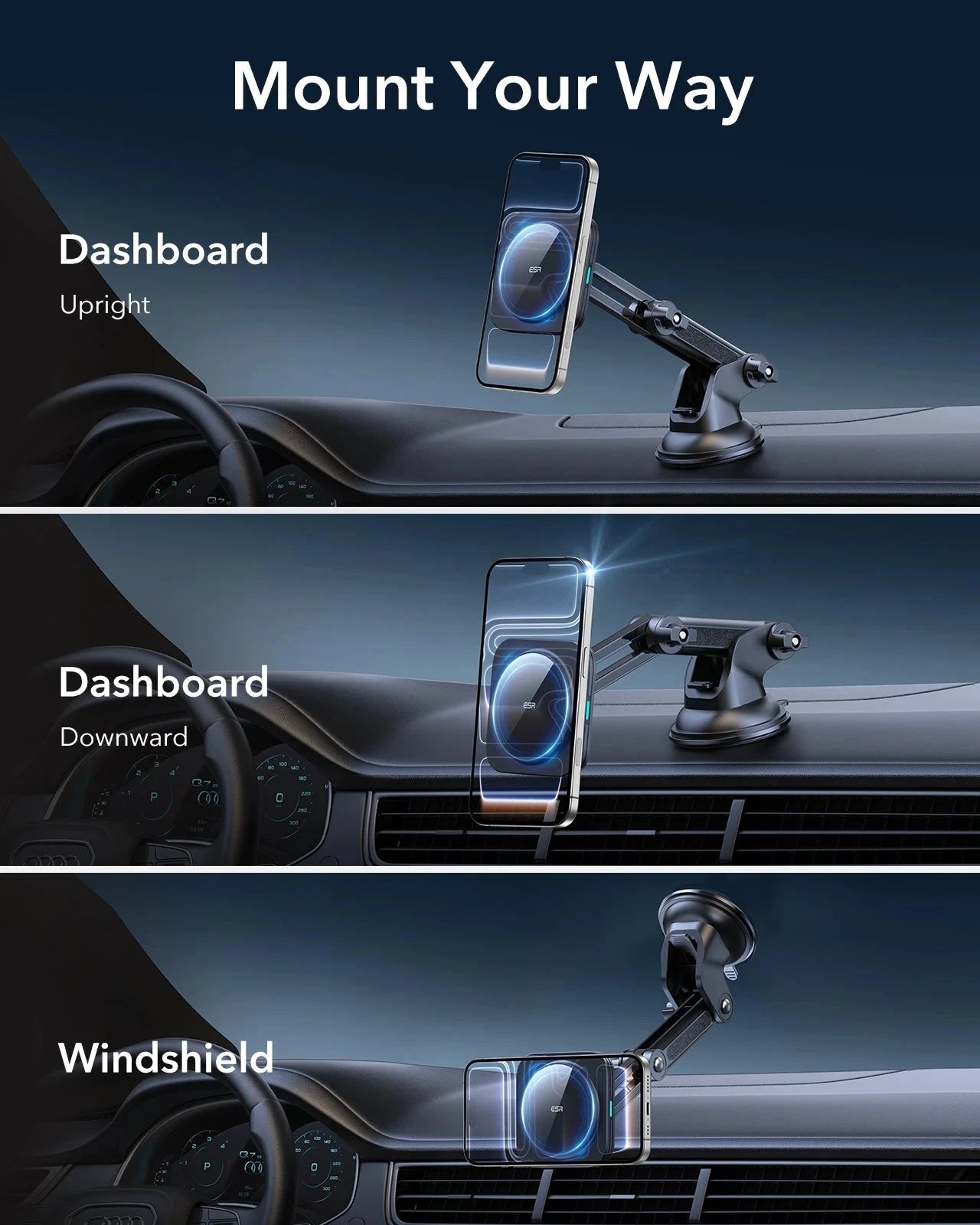 Dashboard Wireless Car Charger (HaloLock) - Black ESR ESR