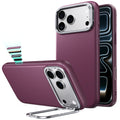 Deep Burgundy Leather iPhone 17 Pro Max Magsafe Case with Stand