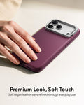 ESR Deep Burgundy Leather iPhone 17 Pro Magsafe Case with Stand Premium Look, Soft Touch