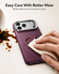 ESR Deep Burgundy Leather iPhone 17 Pro Magsafe Case with Stand Easy Care With Better Wear