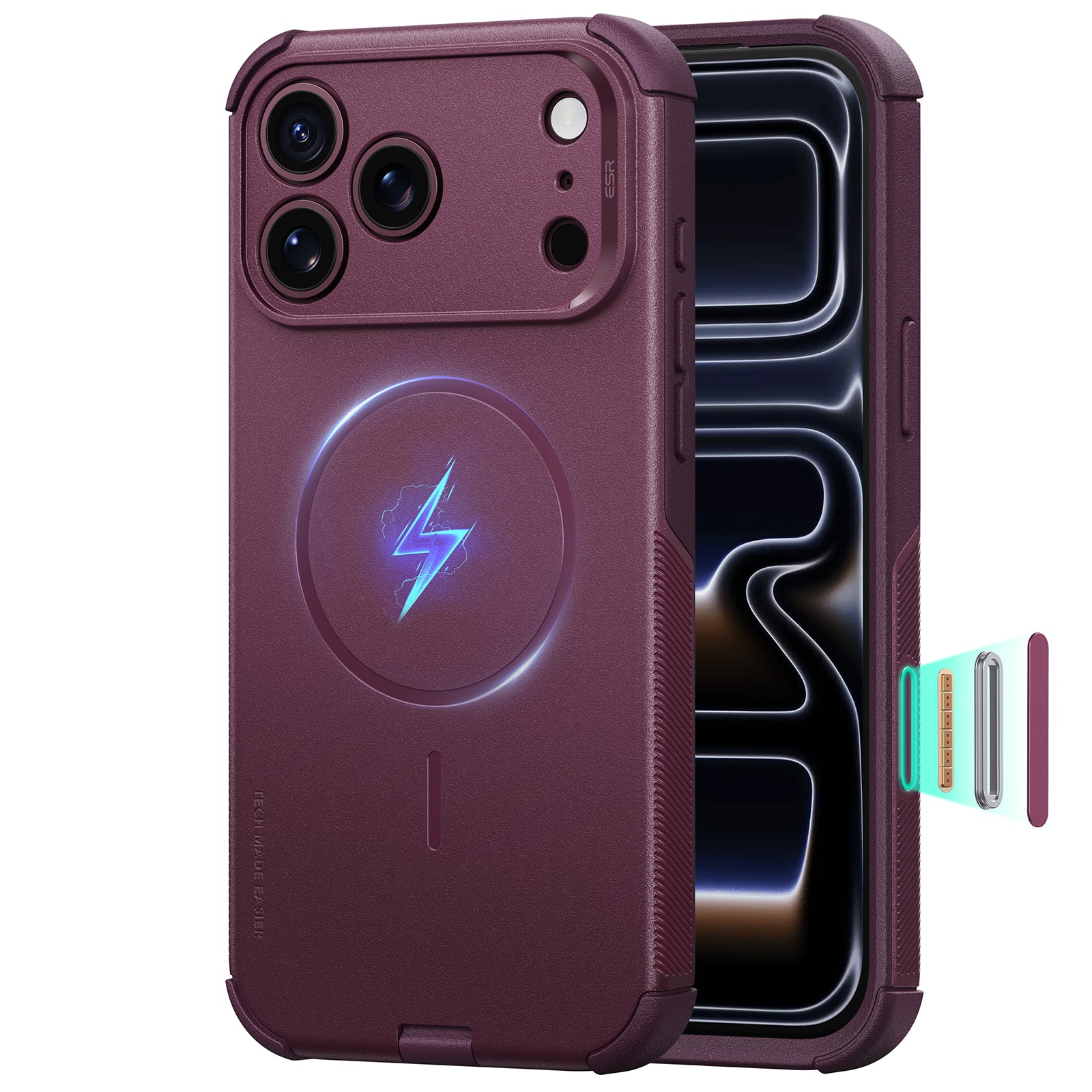 Deep Burgundy iPhone 18 Pro Case Tough Phone Case with Magsafe