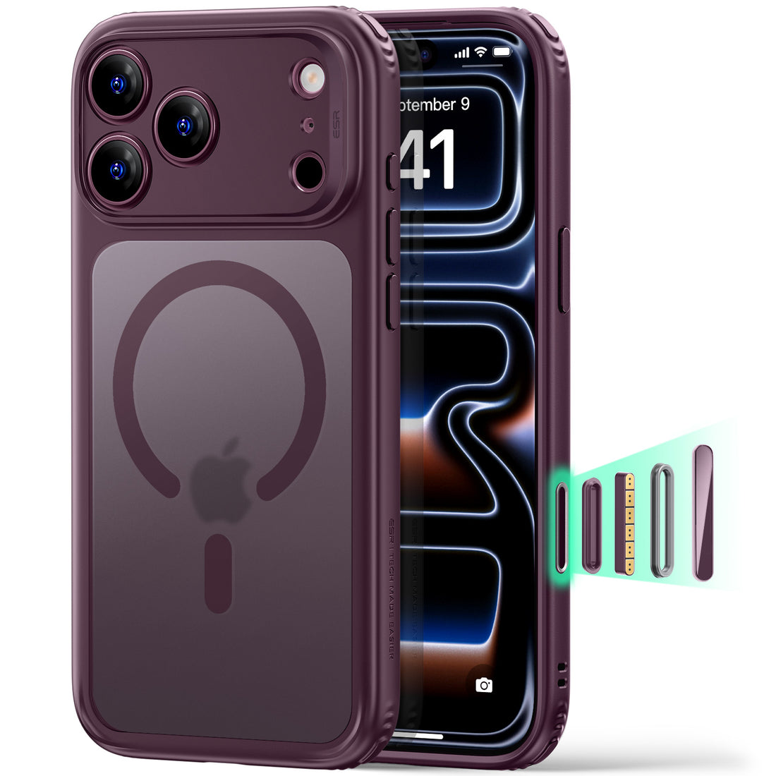ESR Frosted Deep Burgundy iPhone 18 Pro Max Magsafe Slim Phone Case