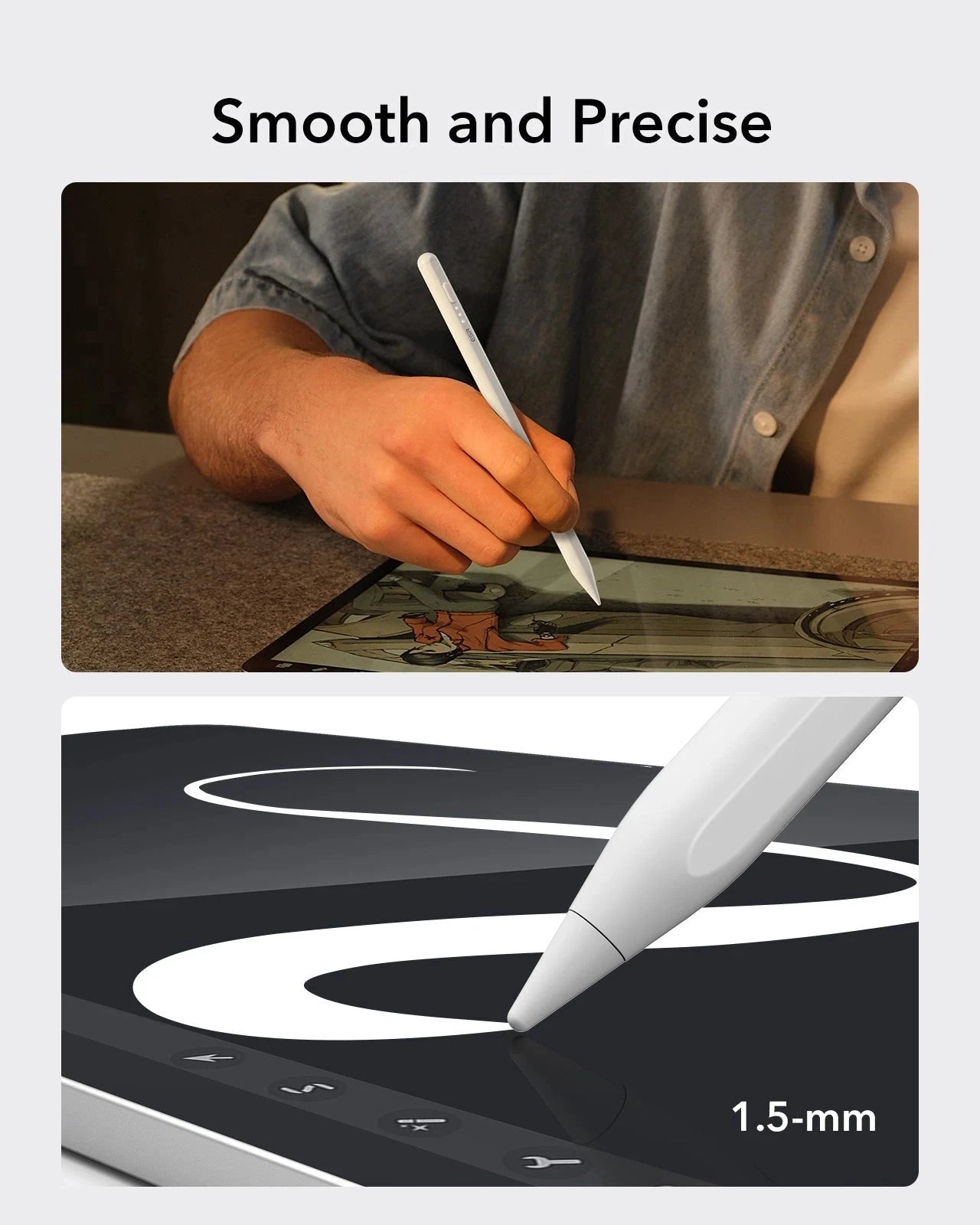 Dark Silver iPad Digital Pencil with Synthetic Resin Nib | ESR