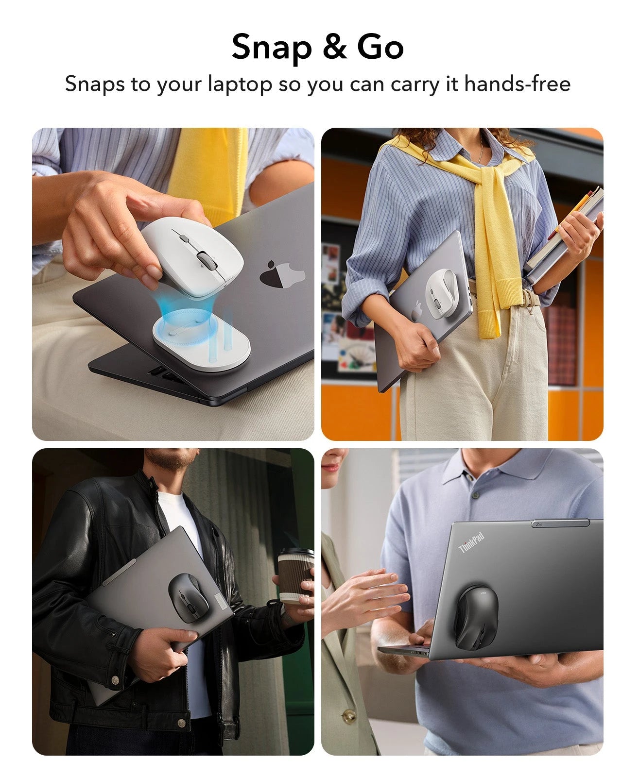 Snap&Go-Snaps to your laptop so you can carry it hands-free