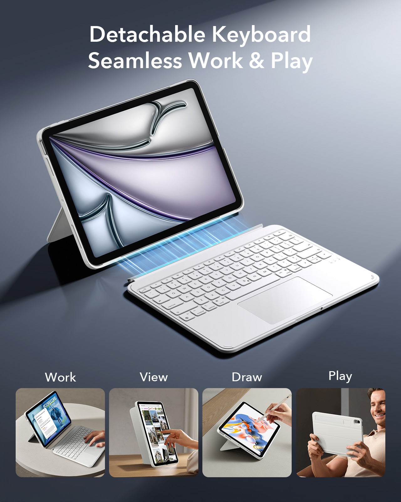 ESR Slim & Portable Shift White Keyboard Case for iPad Air 13