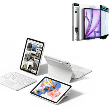 iPad Air 13" (M2) 2024 Shift Keyboard Case (Detachable) Protection Bundle-US Layout - White