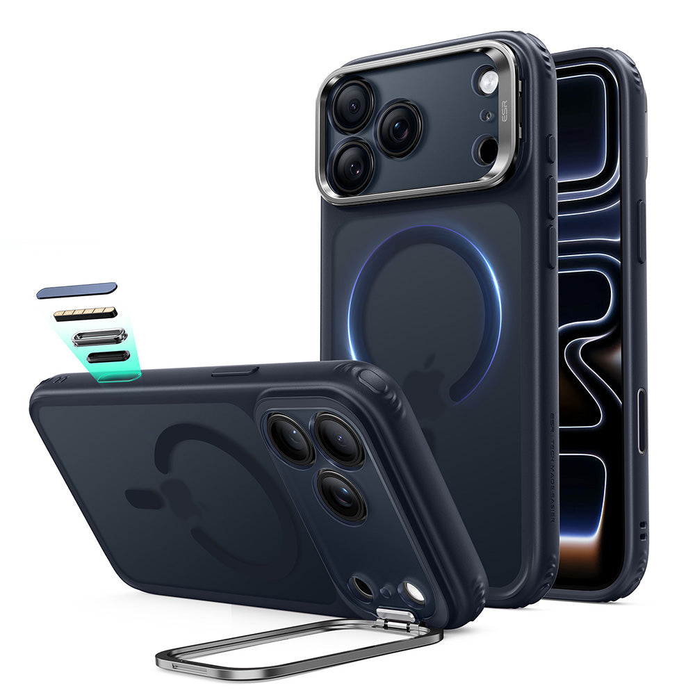 Frosted Blue iPhone 18 Pro Max Magsafe Slim Phone Case with Stand