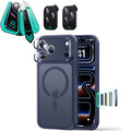 Frosted Blue iPhone 18 Pro Magsafe Slim Phone Case with armorite tempered glass screen protector and camera lens protector