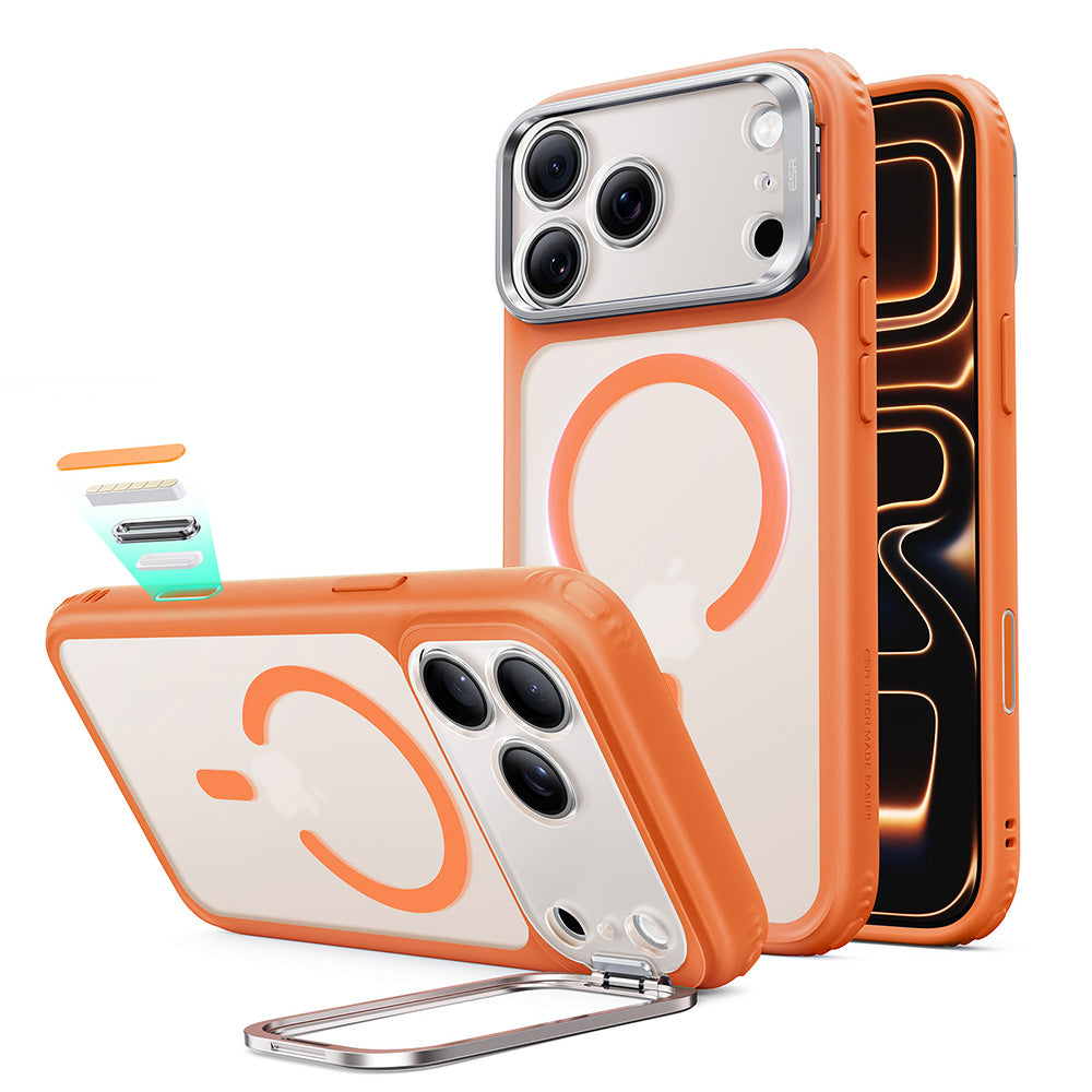 Frosted Orange iPhone 18 Pro Max Magsafe Slim Phone Case with Stand