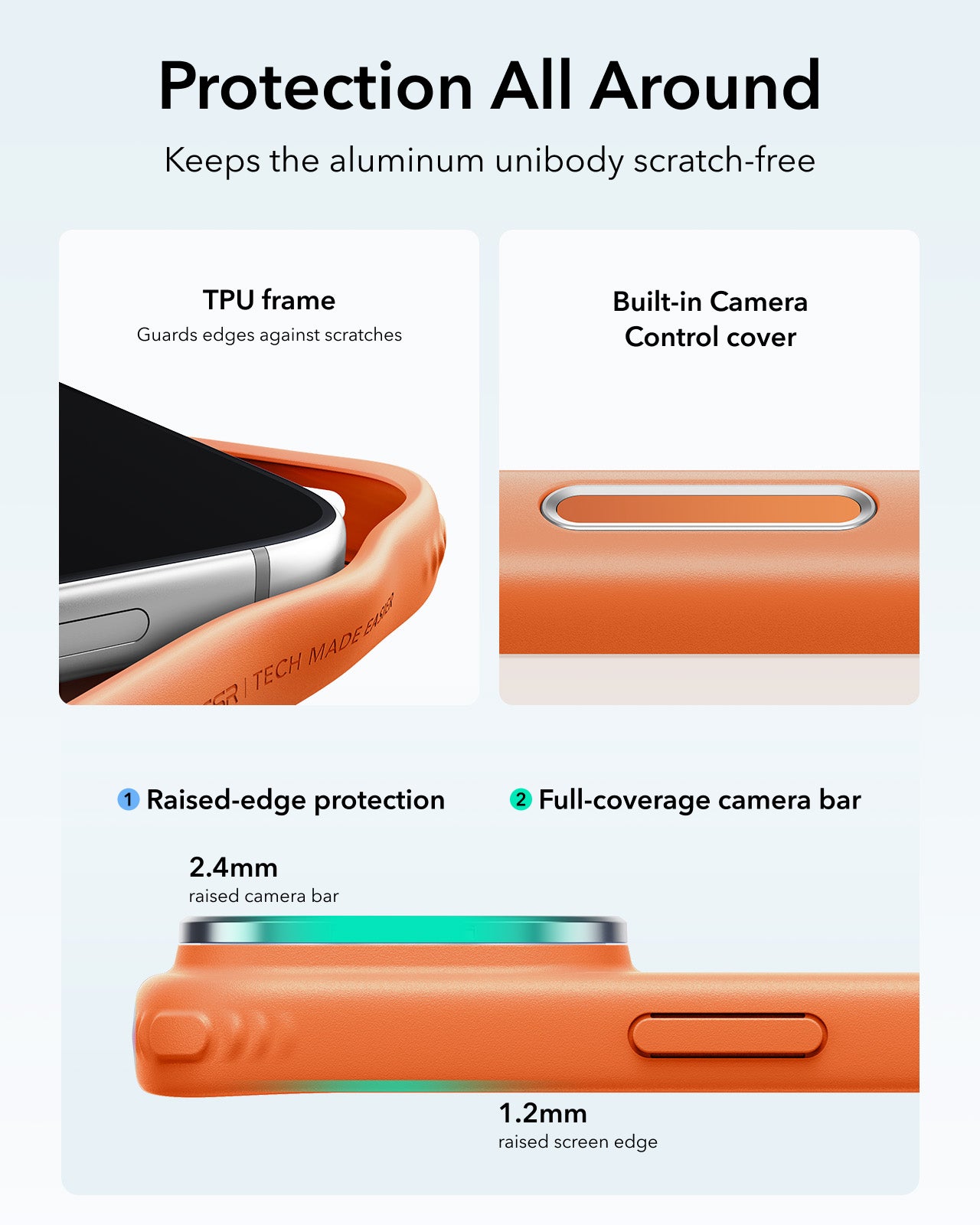 ESR Frosted Orange iPhone 18 Pro Max Magsafe Slim Phone Case with Stand Protection All Around