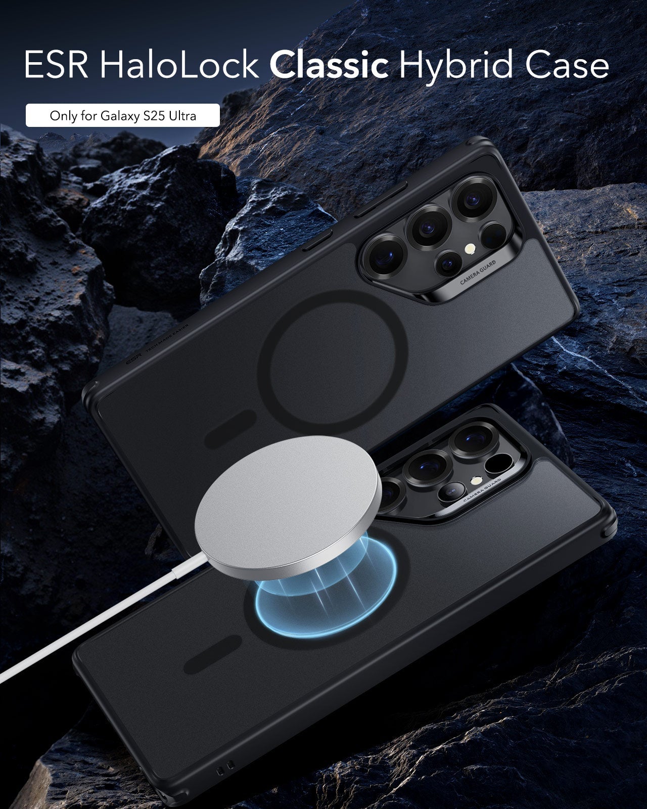 Galaxy S25 Ultra HaloLock Classic Hybrid Case - Frosted Black
