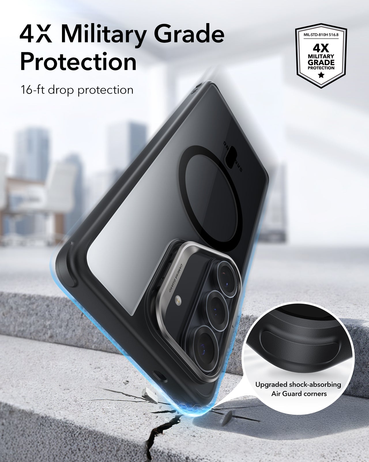 ESR Samsung Galaxy S26 Ultra Classic Hybrid Magsafe Case with Stand Clear Black 4X Military Grade Protection