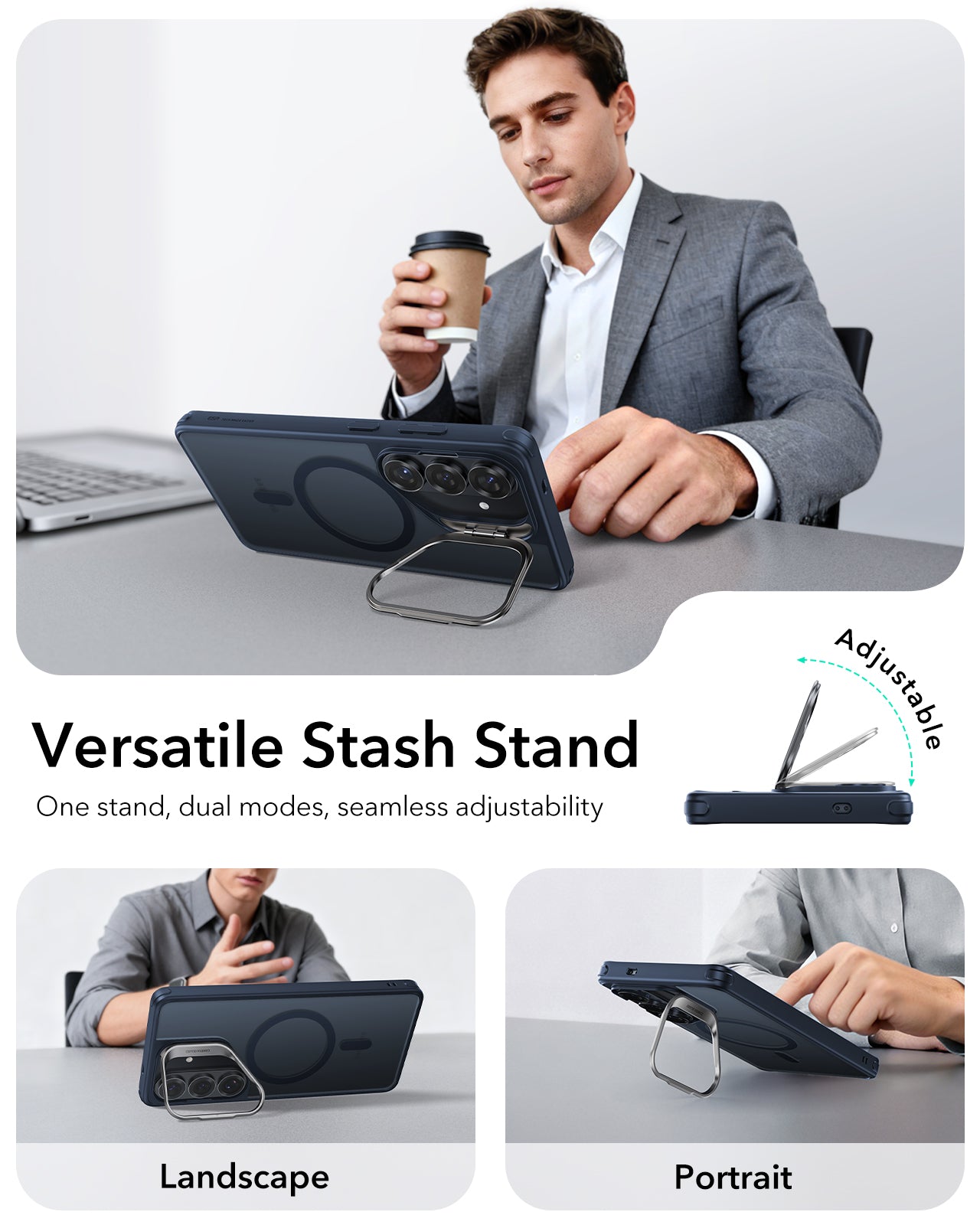 ESR Samsung Galaxy S26 Ultra Classic Hybrid Magsafe Case with Stand Frosted Blue Versatile Stash Stand