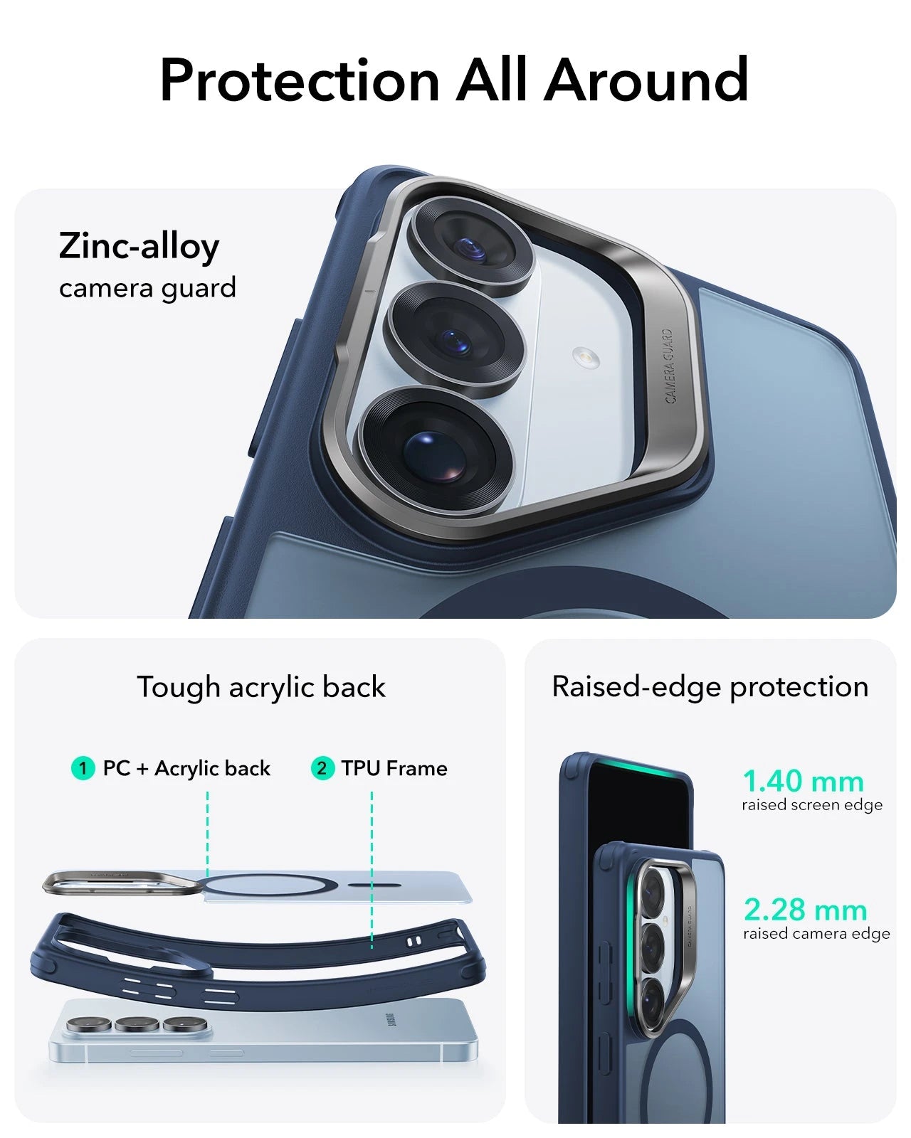 ESR Samsung Galaxy S26 Ultra Classic Hybrid Magsafe Case with Stand Frosted Blue Protection All Around