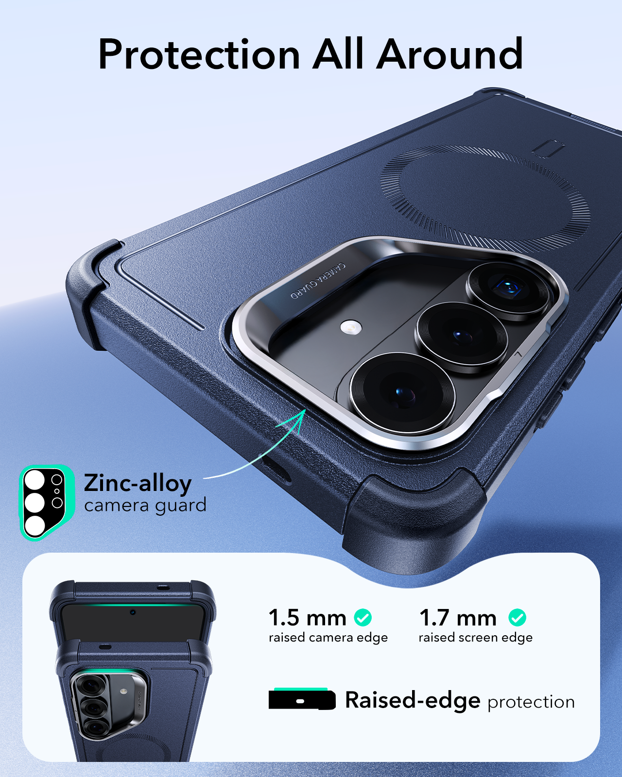 ESR Samsung Galaxy S26 Cyber Tough Magsafe Case with Stand Navy Blue Protection All Around