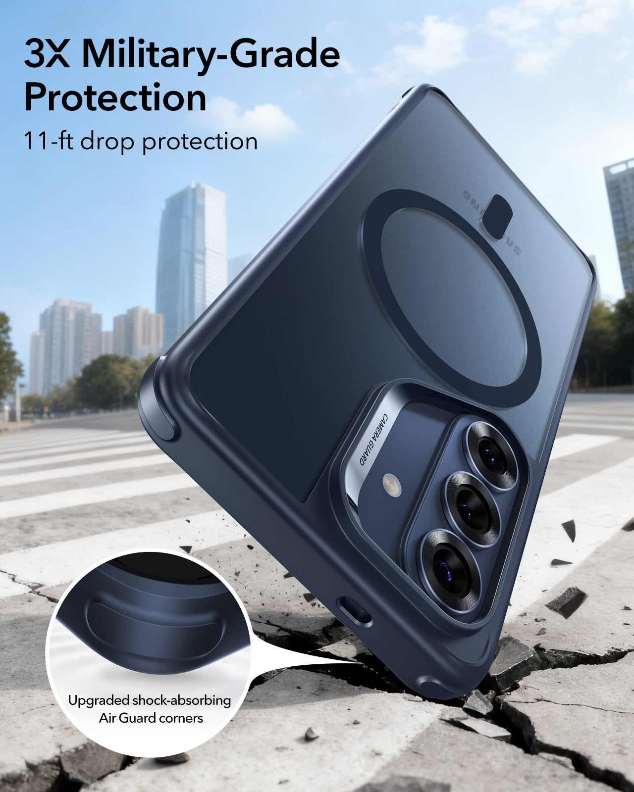 Samsung Galaxy S26 Plus Classic Hybrid Magsafe Case Frosted Blue Raised Edge Protection