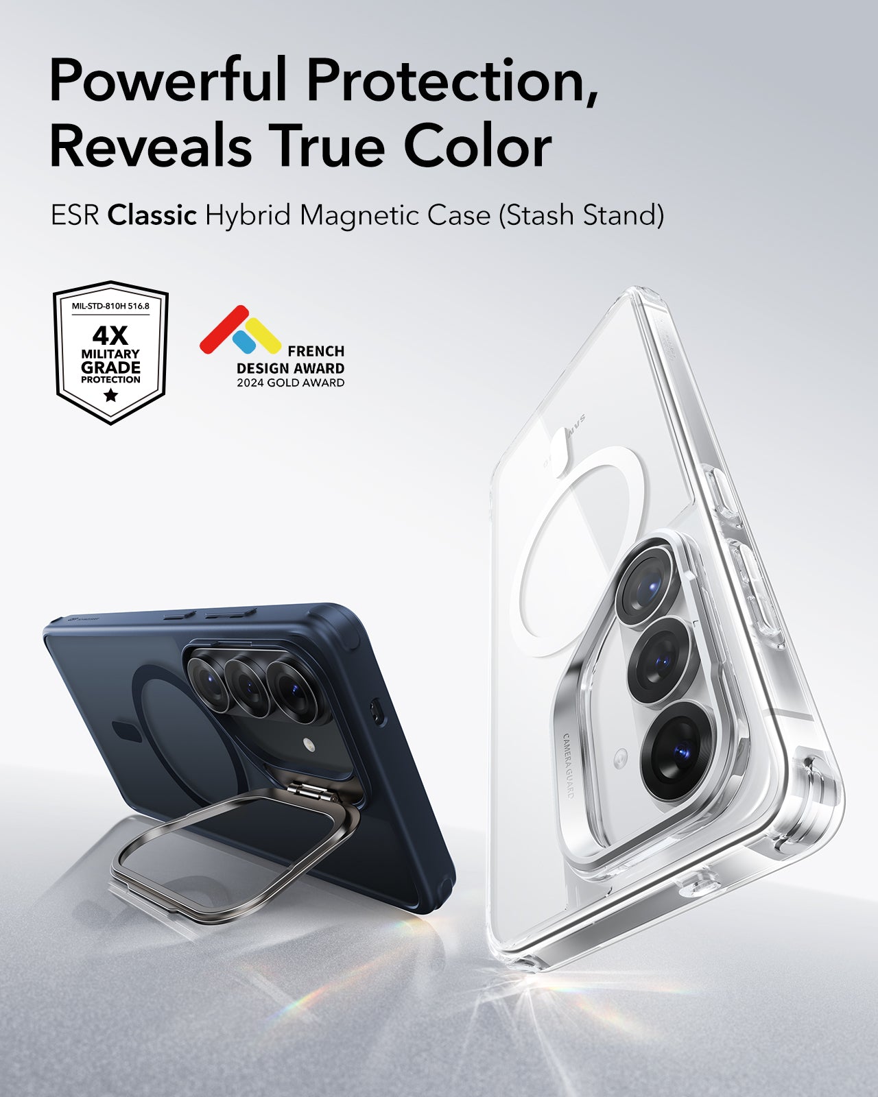 ESR Samsung Galaxy S26 Plus Classic Hybrid Magsafe Case with Stand Frosted Blue Powerful Protection ，Reveals True Color