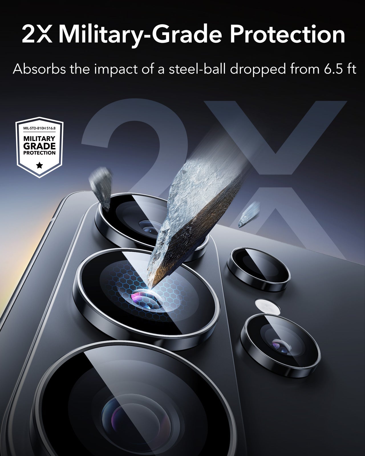 ESR Galaxy S26 Ultra Camera Lens Protector Black 2X Military-Grade Protection