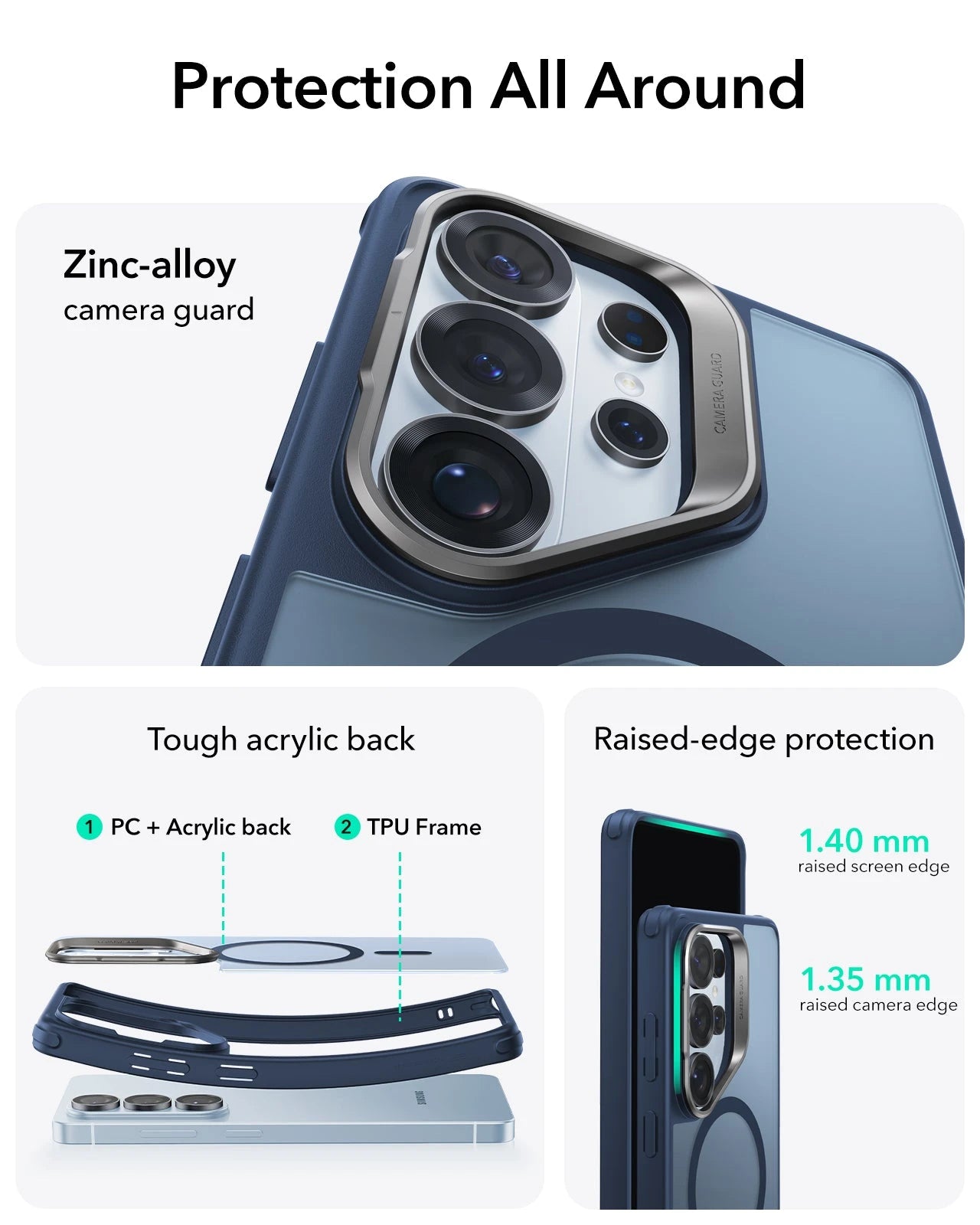 Samsung Galaxy S26 Ultra Classic Hybrid Magsafe Case with Stand Frosted Blue Protection All Around