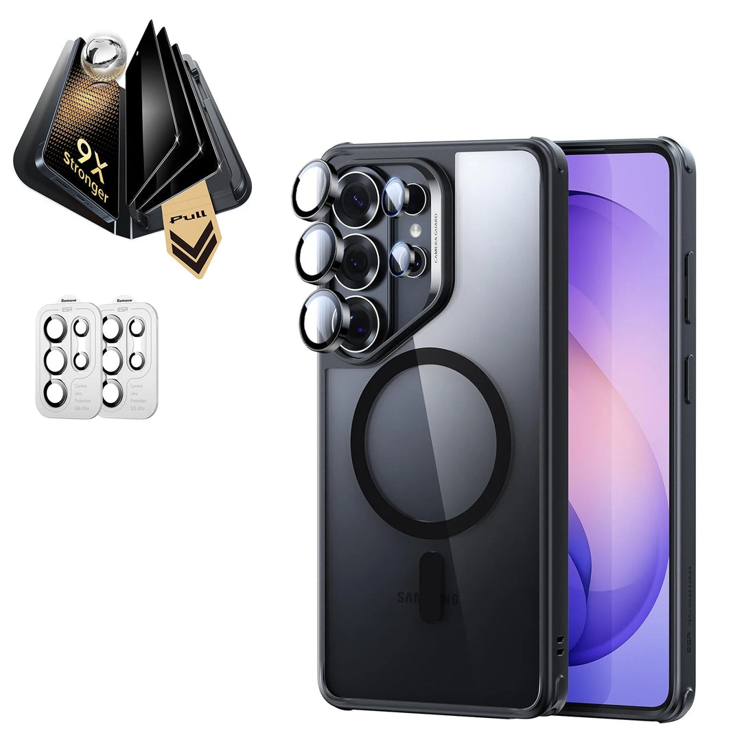 Galaxy S26 Ultra Classic Hybrid Magsafe Case and Corning Glass Privacy Screen Protector Set Clear Black