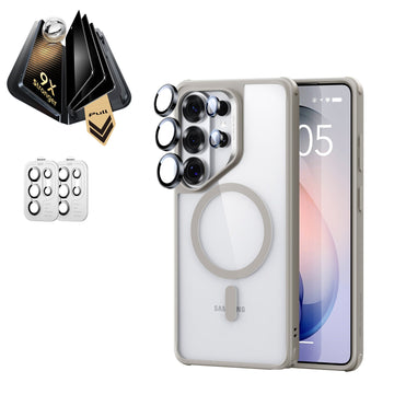 Galaxy S26 Ultra Classic Hybrid Magsafe Case and Corning Glass Privacy Screen Protector Set Clear Grey