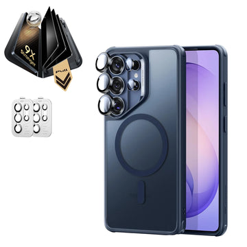 Galaxy S26 Ultra Classic Hybrid Magsafe Case and Corning Glass Privacy Screen Protector Set Frosted Blue