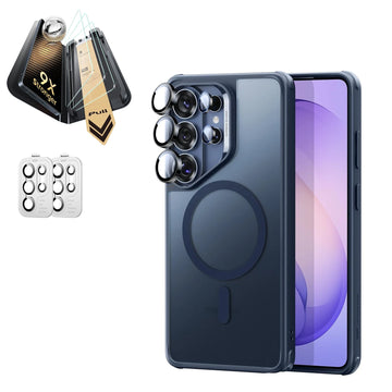 Galaxy S26 Ultra Classic Hybrid Magsafe Case and Corning Glass Screen Protector Set Frosted Blue