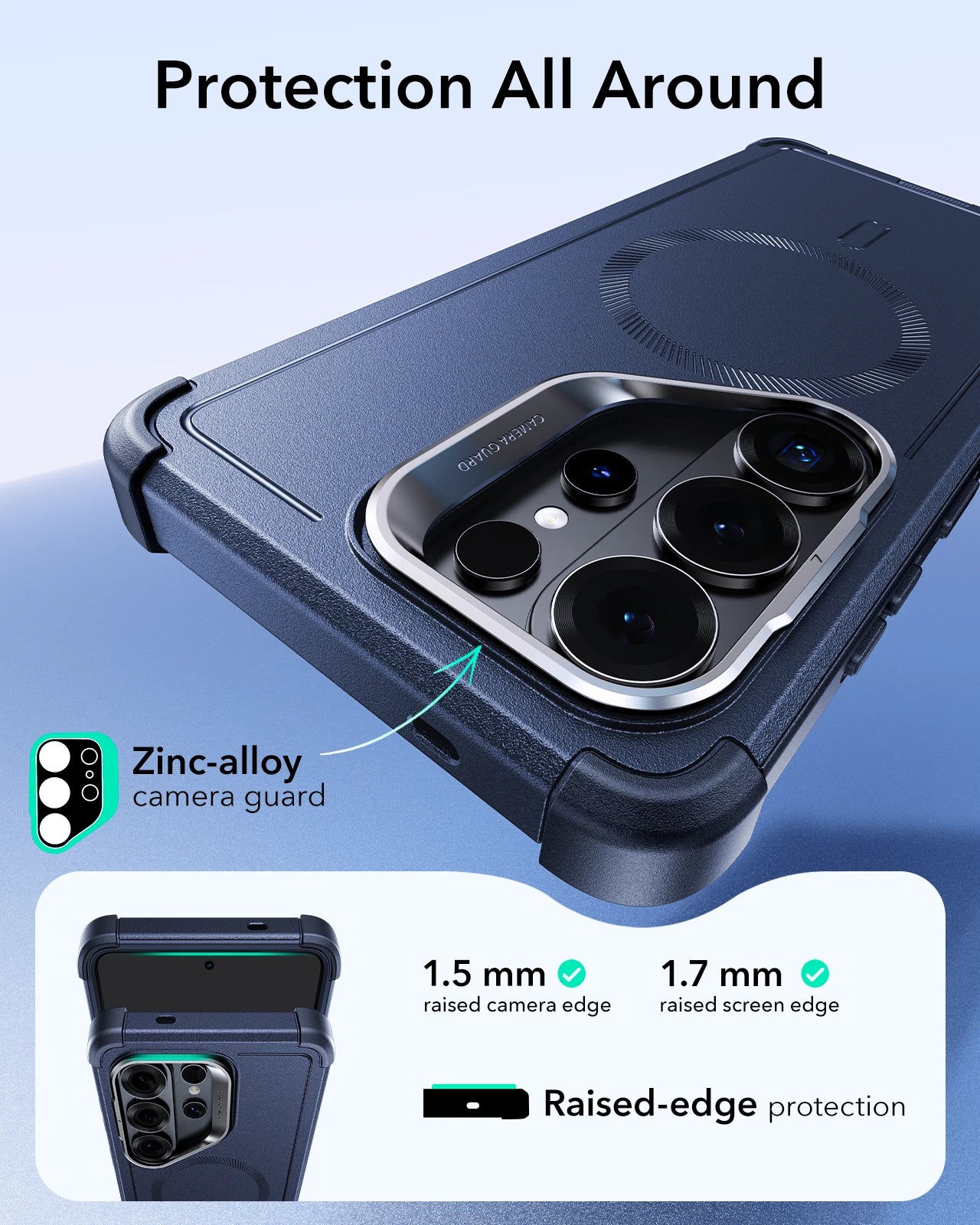 ESR Samsung Galaxy S26 Ultra Cyber Tough Magsafe Case with Stand Navy Blue Protection All Around