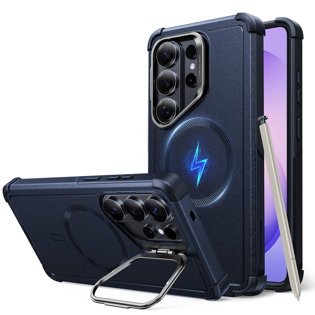 Samsung Galaxy S26 Ultra Cyber Tough Magsafe Case with Stand Navy Blue