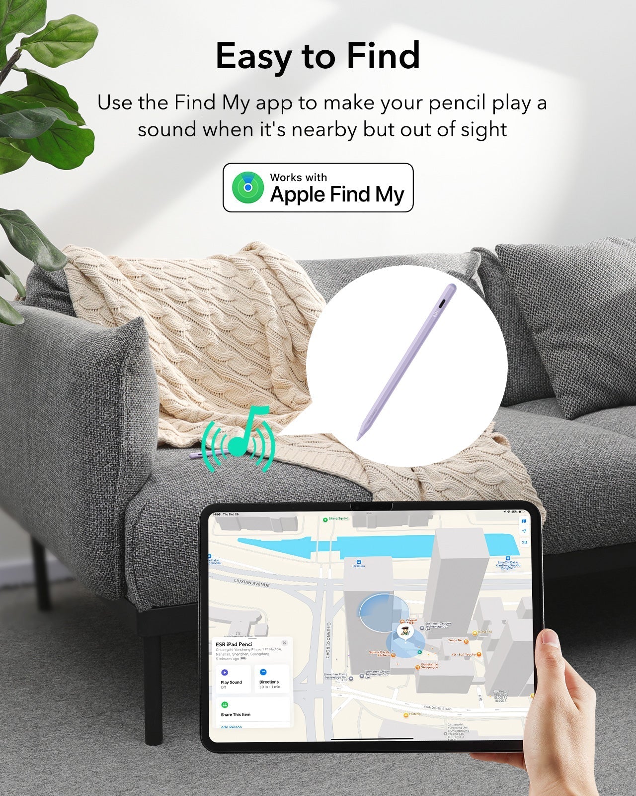 Geo Digital Pencil with Built-in Find My - Purple ESR ESR