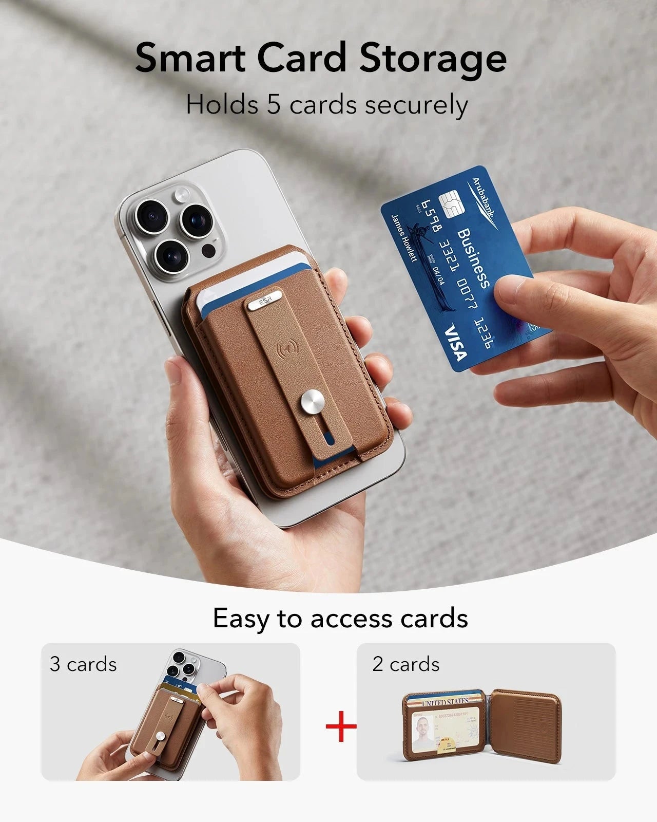 smart card storage-holds 5 card securely
