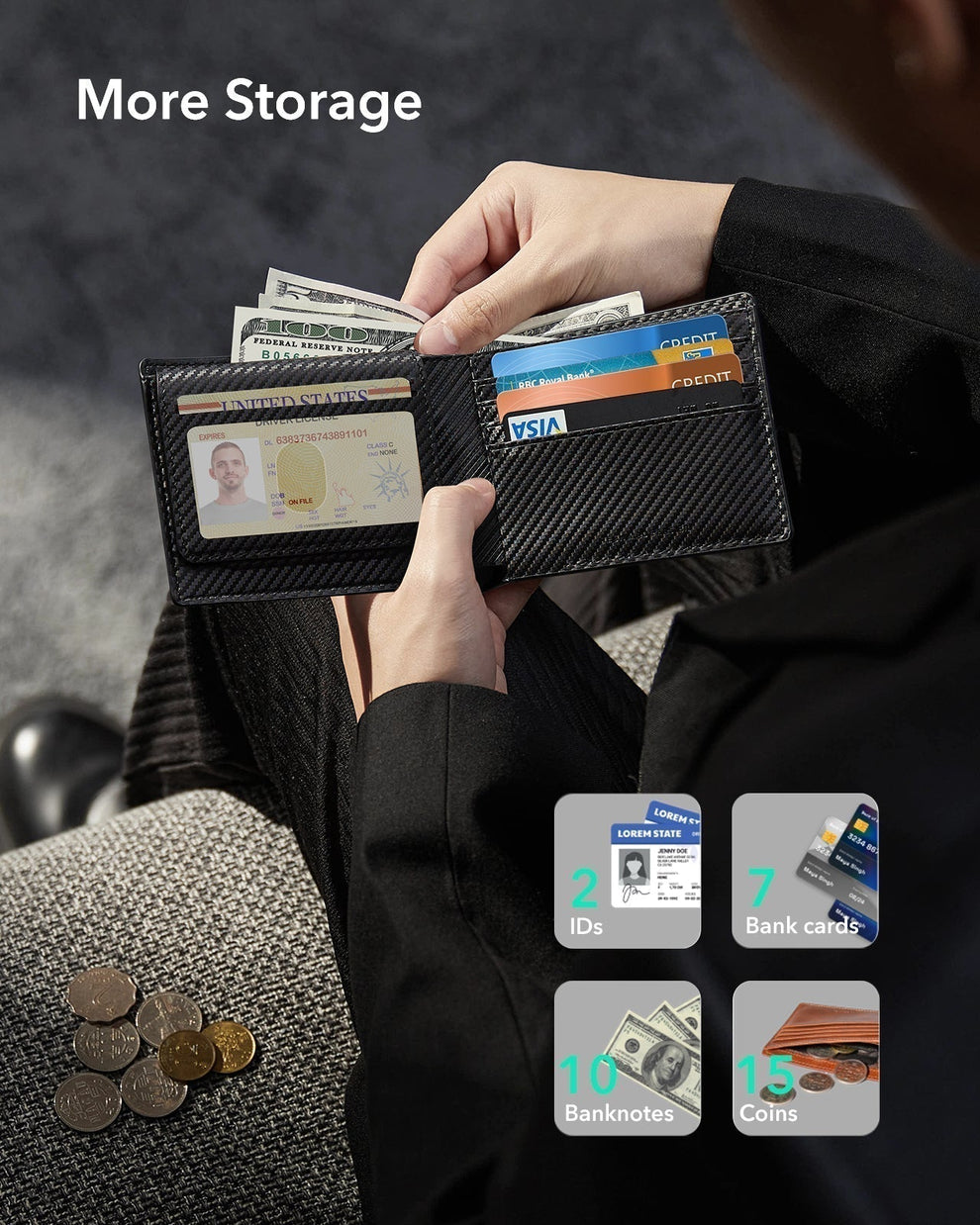 ESR รุ่น Geo Wallet (Find My) - กระเป๋าสตางค์ - สี Carbon Fiber 19 ESR รุ่น Geo Wallet (Find My) - กระเป๋าสตางค์ - สี Carbon Fiber