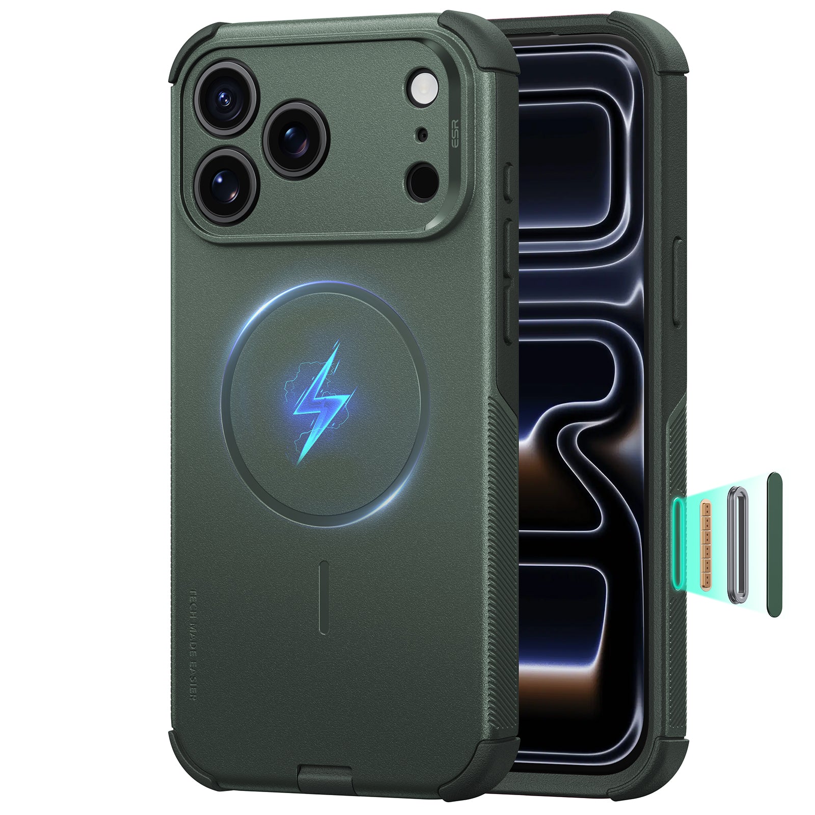Olive Green iPhone 18 Pro Case Tough Phone Case with Magsafe