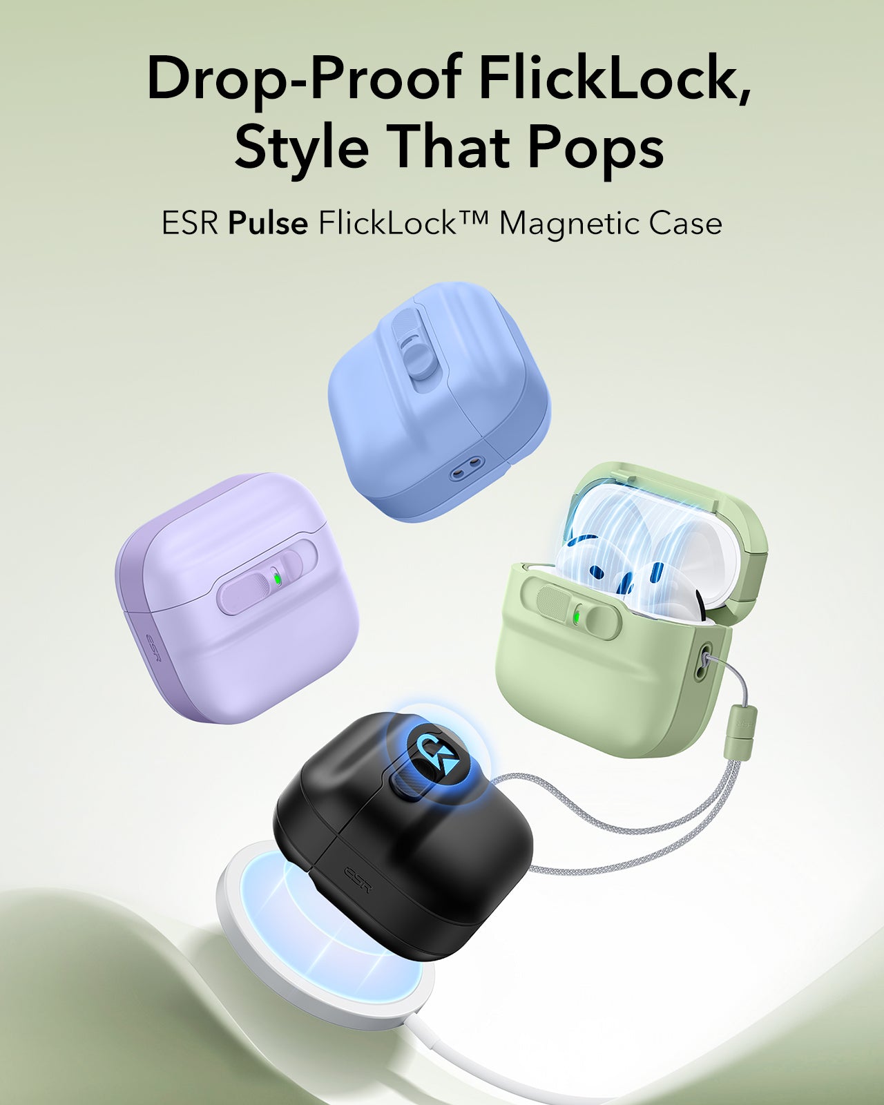 Light green ESR AirPods 4 case showing slim protective design