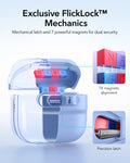 ESR AirPods 4 case with FlickLock magnetic lid in light blue