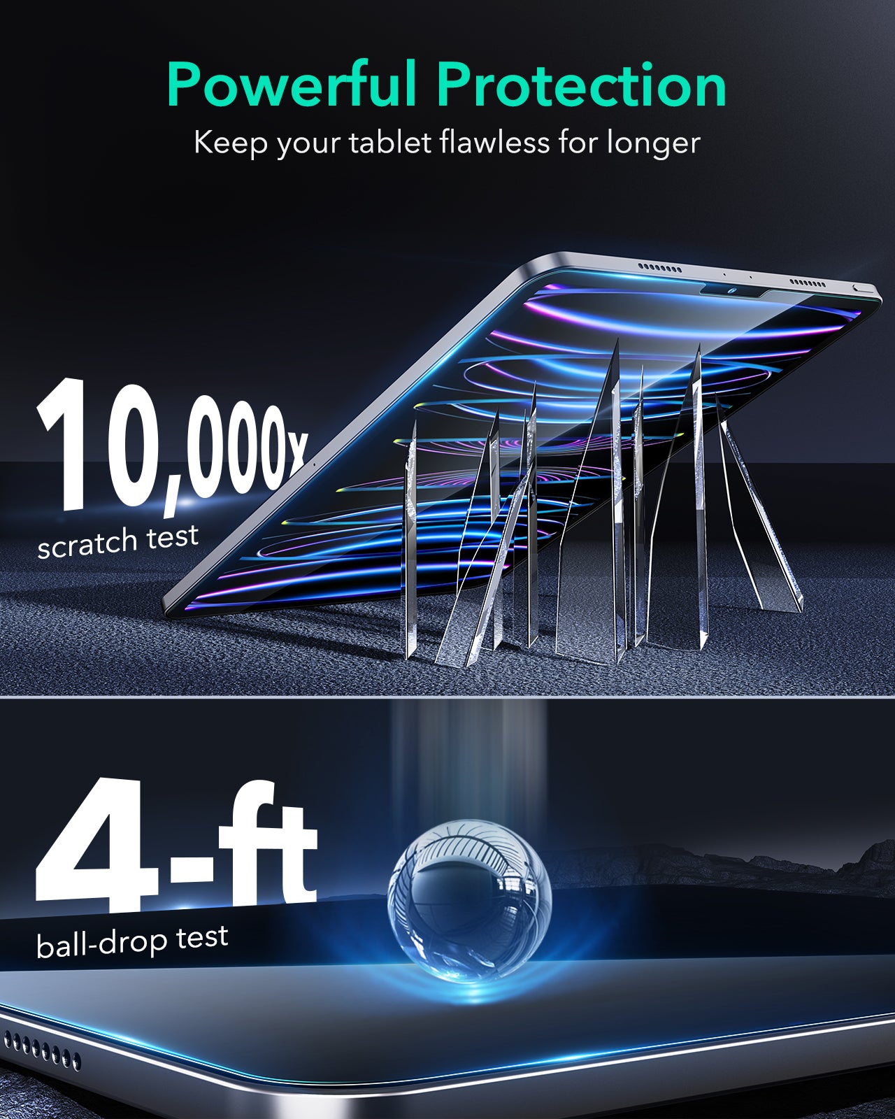 Clear tempered glass screen protector for a smooth and responsive iPad screen
